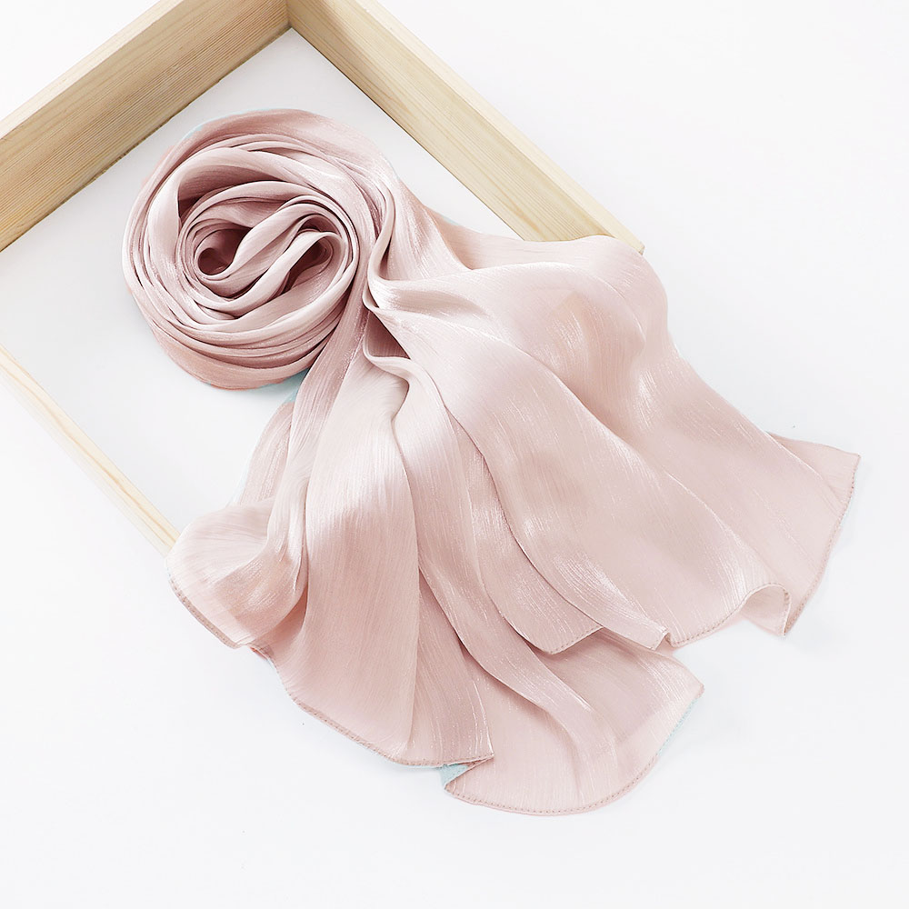 Shimmershawl Zijden Hijab Sjaal Ademend Cool Island Satijn Medine Zijden Sluier Moslim Hijab Glanzende Zijden Sjaal Dames Sjaals Tippet: Dark gember