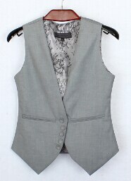 Plus størrelse 4xl ! single breasted karriere dame vest v-hals jakker til kvinder slim vest frakke: Grå / Xxxl