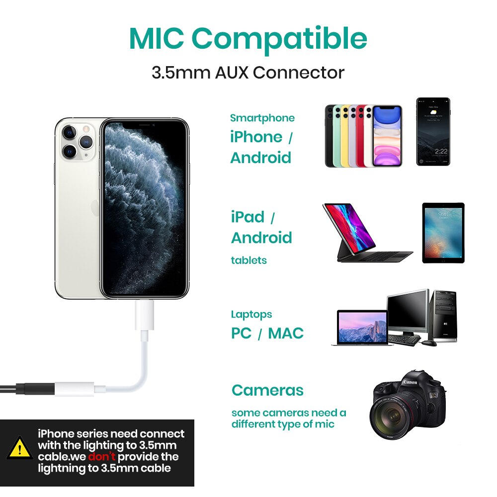 Lavalier Lapel Microphone 2in1 with Earphone Jack Clip-On with Omnidirectional Condenser Mic and Monitoring Input