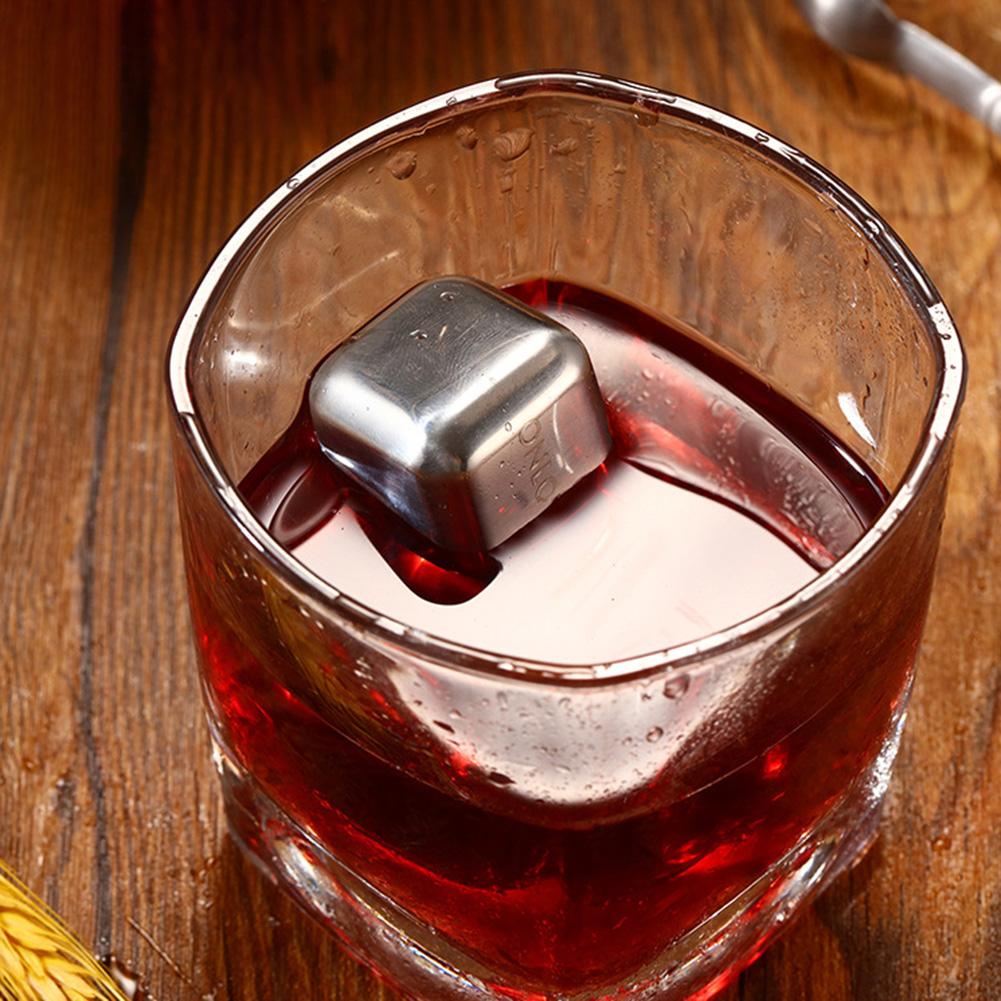 Stainless Steel Square Quick-frozen Ice Cubes Stones Whiskey Drink Beer Cooler Wine Cooling Cube Chilling Rock Party Bar Tool
