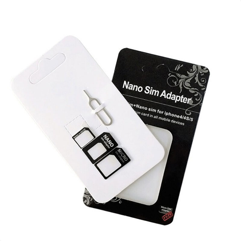 50Pcs 4 In1 Sim-kaart Adapter Voor Iphone 5 Nano Sim Adapter Set Sim-kaart Full Sim Card Adapter voor Telefoon Droshipping