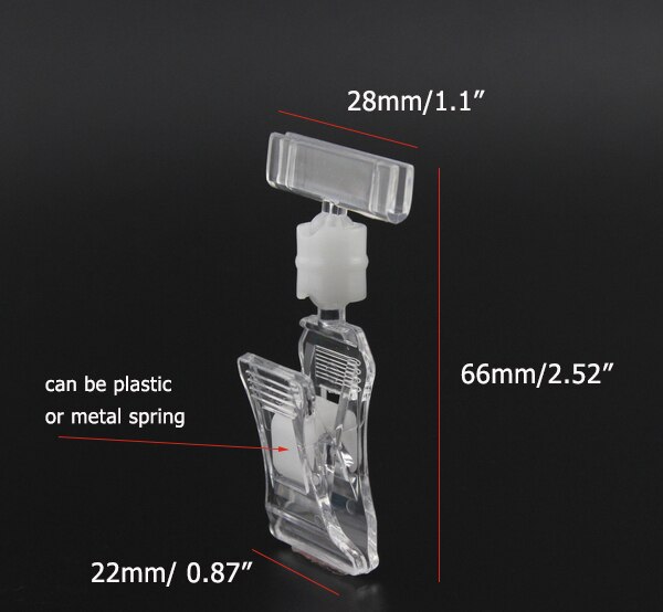 20pcs Pop Price Label Card Holders Display Merchandise Sign Signage Paper Clear Small In Retail Shop: Plastic Spring