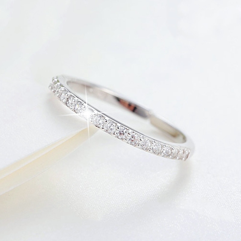 Anillos redondos de cristal de Plata de Ley 925 100% auténtica para mujer, anillos para dedos grandes, joyería Unisex