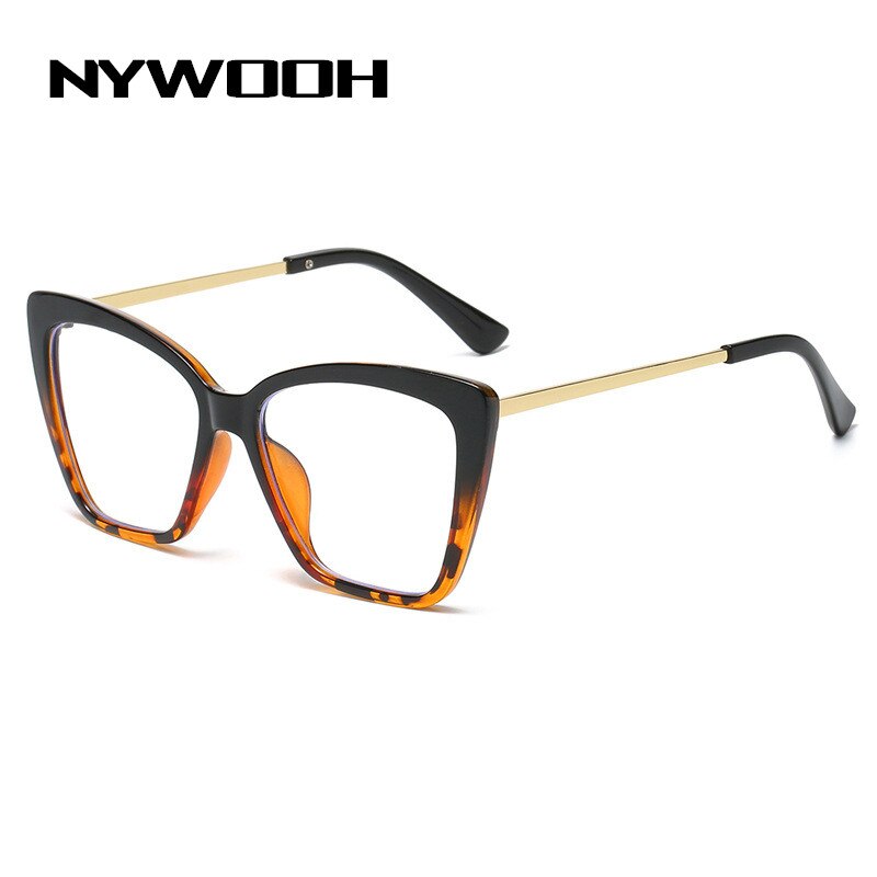 NYWOOH Anti Blue Light Computer Glasses Frames Women Transparent Cat Eye Eyeglasses Ladies Oversized Optical Frame