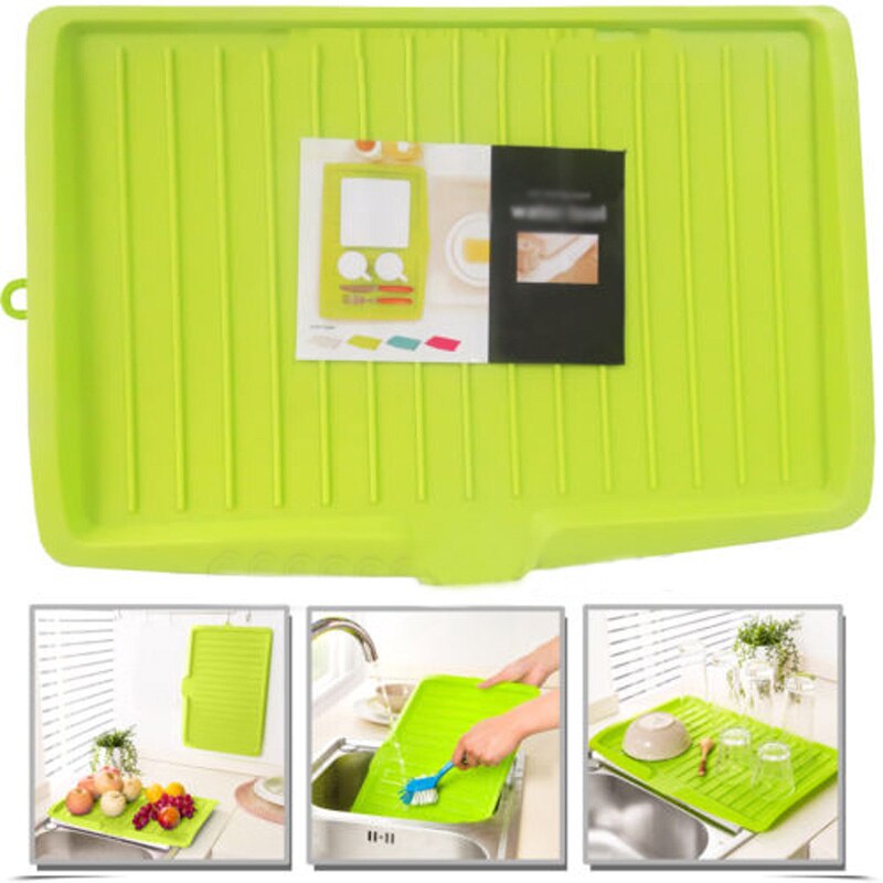 Dish Drainer Kitchen Rack Plastic Dish Drainer Worktop Dish Drainer Drip Tray Large Kitchen Sink Drying Rack Holder: Green