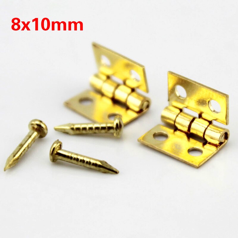 20pcs8mm*10mm cabinet door hinge brass mini hinge small decorative jewelry wooden box furniture accessories