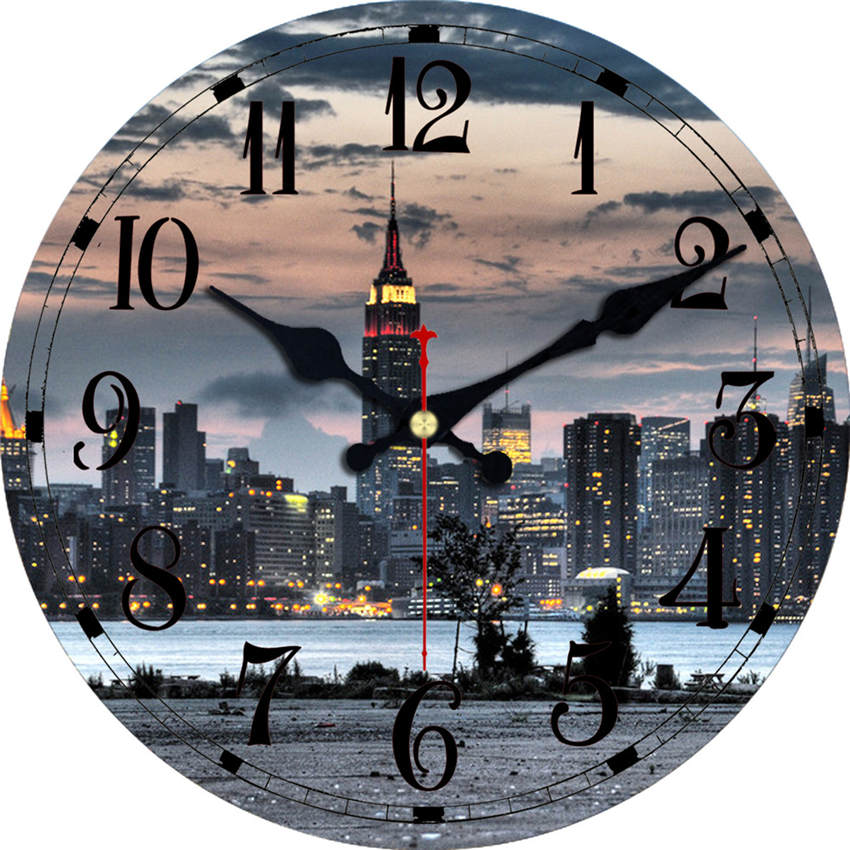 Horloge murale à chiffres romains | Scène de nuit Vintage en carton, caractéristique silencieuse et sans chatouillage, Style Antique pour la cuisine, le bureau et l'étude à la maison: dusk / 6 inch ( 15 cm )