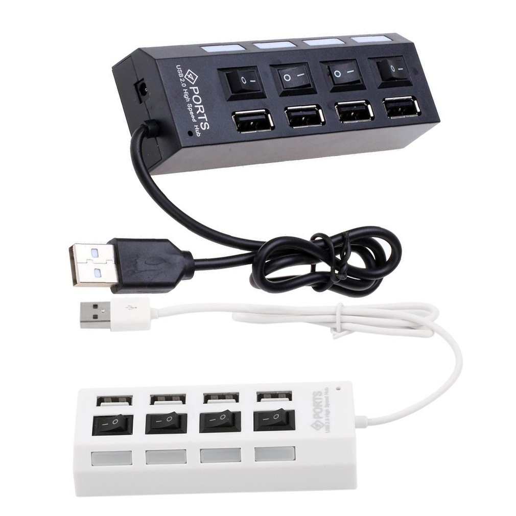 High Speed 4 Port USB 2.0 External Multi Expansion Hub ON OFF for Switch