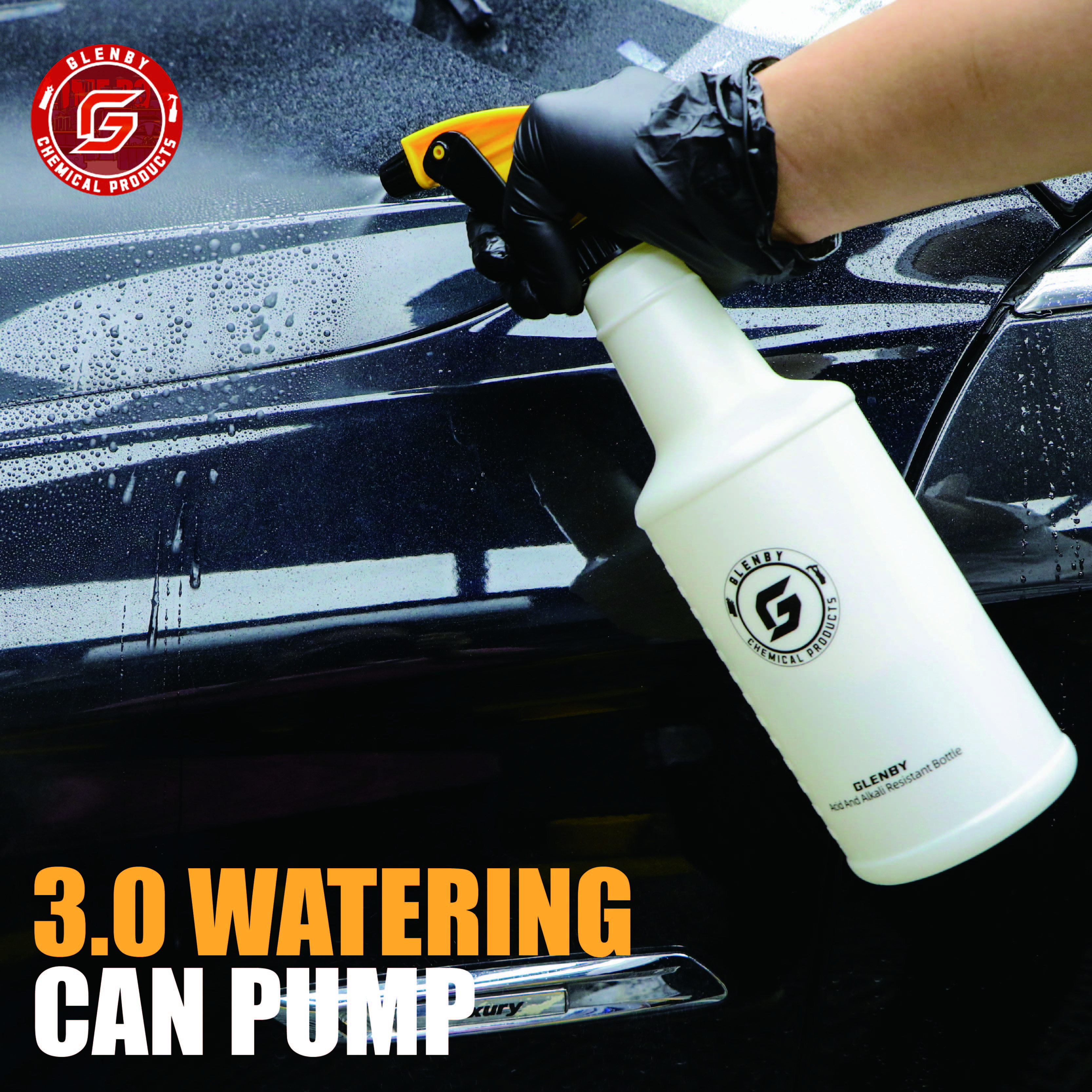 Bouteille de pulvérisation cylindrique de brouillard d'eau ultra-fine pour voiture, pulvérisateur de degré chimique HDPE, arrosoir de lavage automatique, vaporisateur rapide