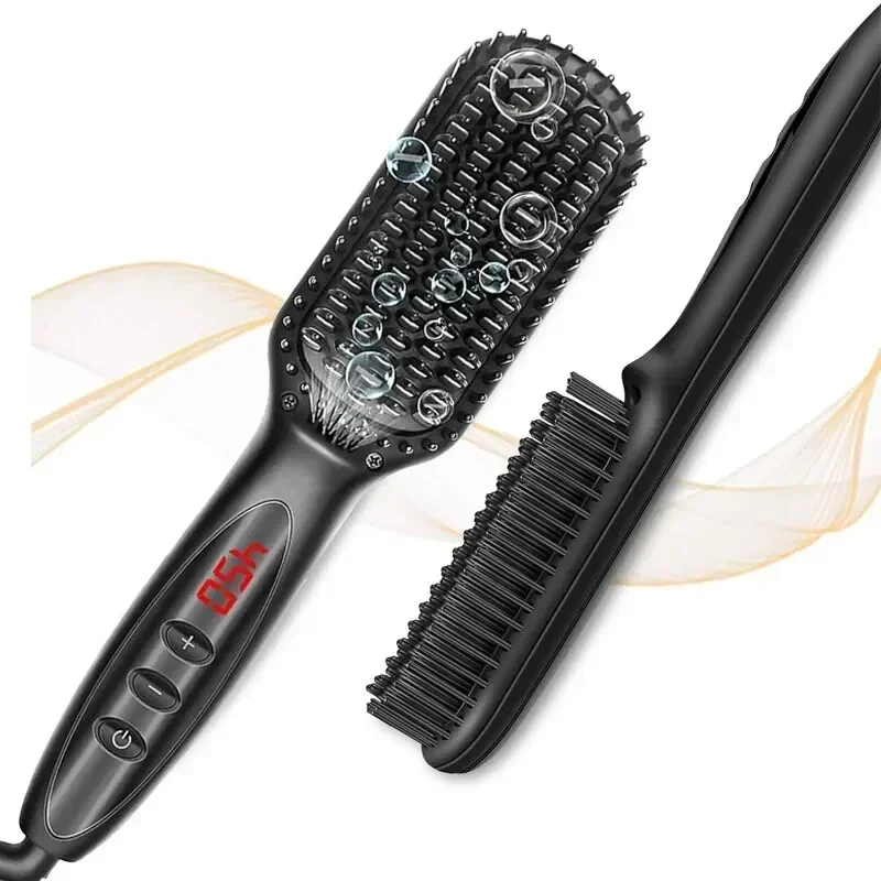Spazzola per lisciare i capelli pettine per lisciare la barba per uomo Spazzola per capelli elettrica antiscottatura a riscaldamento rapido per donna