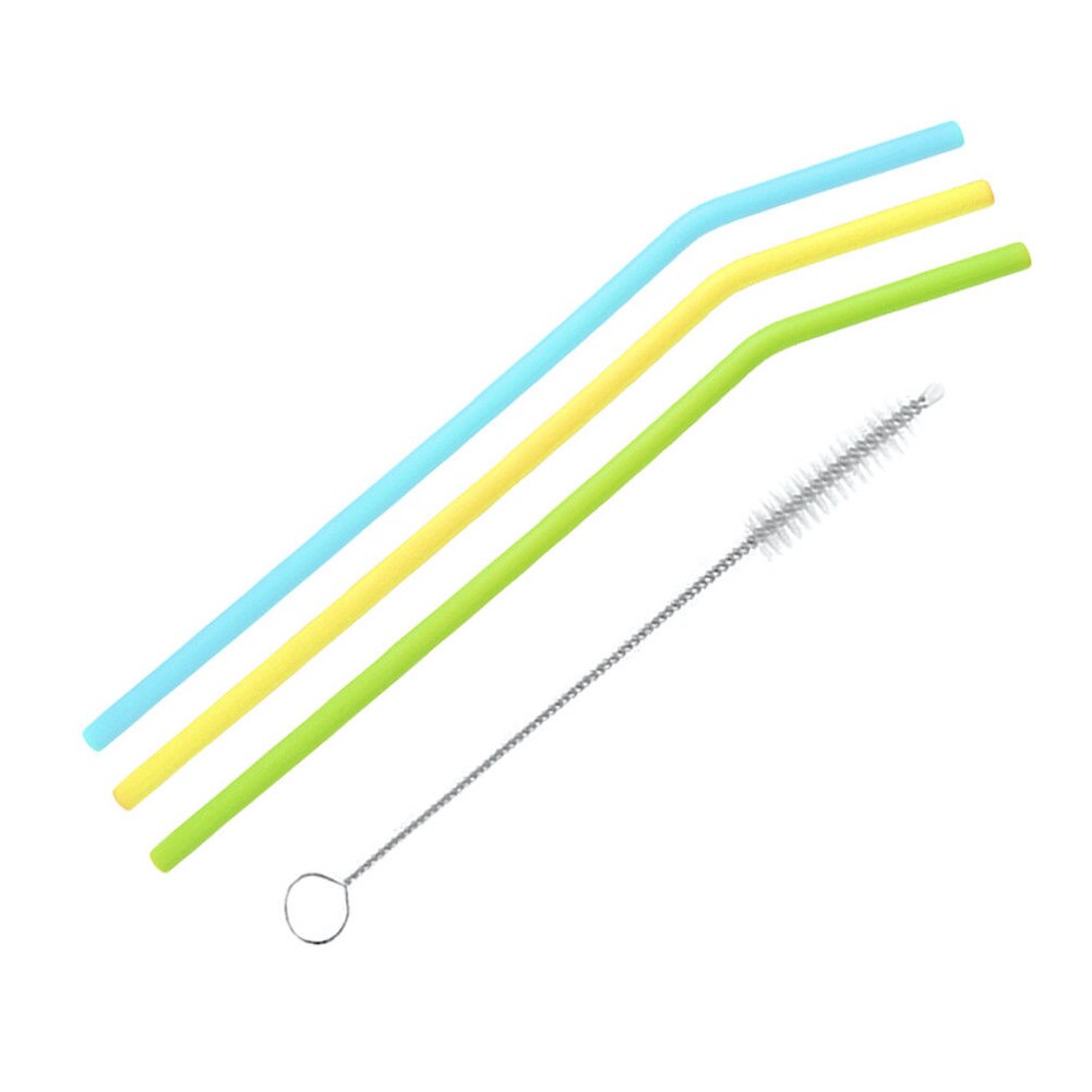 Paille à boire en silicone sans caoutchouc, , ensemble Flexible de , réutilisable, longue avec brosses de nettoyage