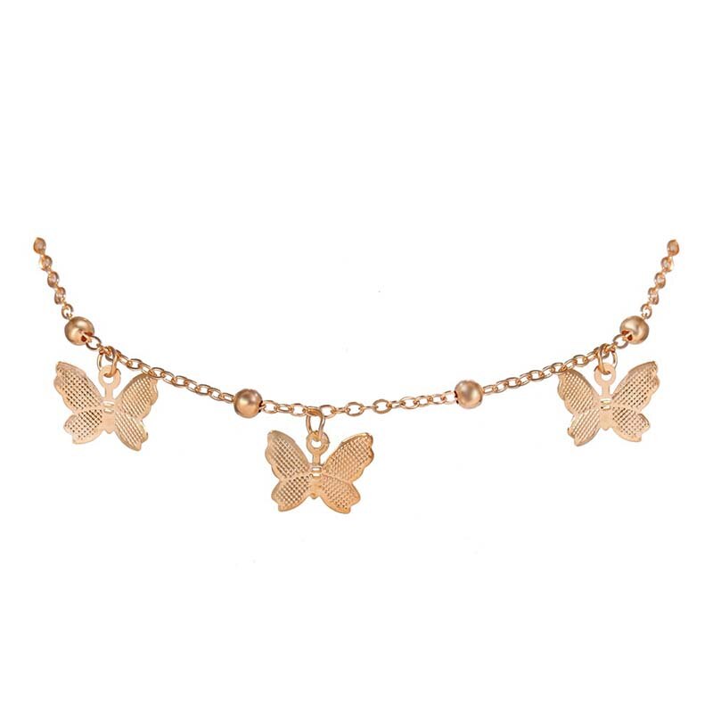 Foot Chain with Butterflies Gold Silver Color Ankle Bracelet On The Leg Beach Accessories Jewelry for Women Anklet