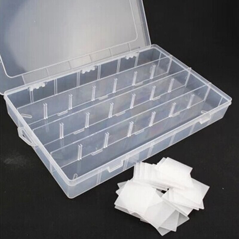 Adjustable 24 Compartment Transparent Plastic Storage Box Jewelry Earring Case small objects Caja de almacenaje
