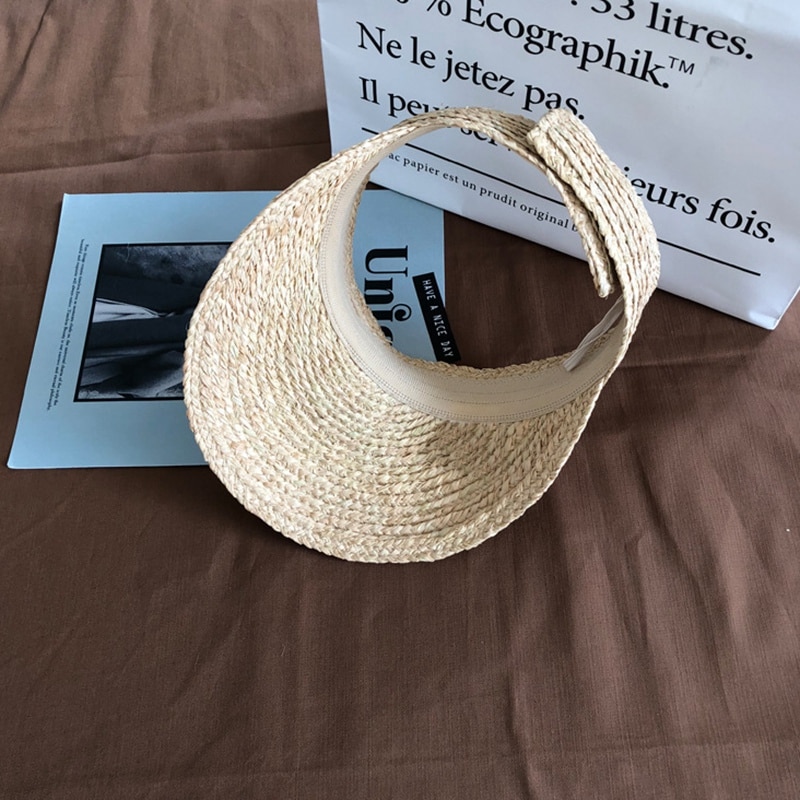 Damer anti-uv roll up solskærm hat kvinder halm raffia solskærm hætter