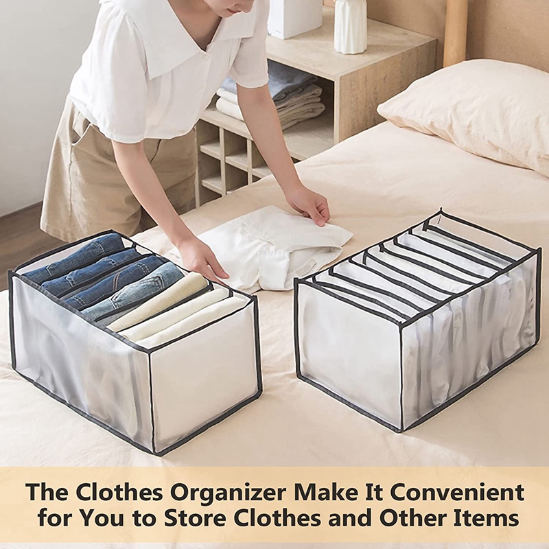 2 Pcs Wardrobe Clothes Organizer,Washable Clothes Organizer for Folded Clothes,Mesh Clothes Storage Organizer