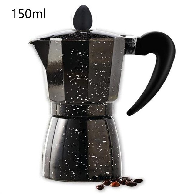 150/300ml aluminium perkolator kaffebryggare spis topp kök café verktyg espresso kaffebryggare gas spis elektrisk keramisk spis: Svart strössel 150ml