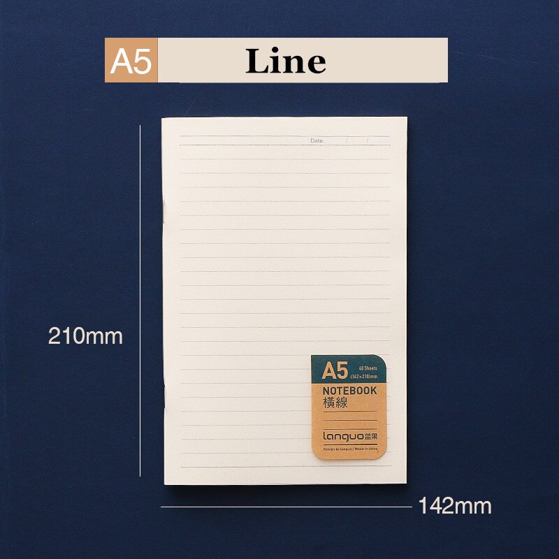 Cuaderno A5 Journal Soft PP Cover Grid Dot Cornell Note Book planeador diario semanal Notpad útiles escolares para estudiantes viajeros: Line