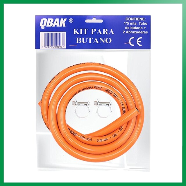 Tubo Manguera de Gas Butano 1.5M Flexible Ajustable Kit con 2 Abrazaderas Extensión Tubería de Goma Conector con Regulador Estufa Quemador Seguridad Grosor 15mm Herramienta Accesorio Cocina: Default Title