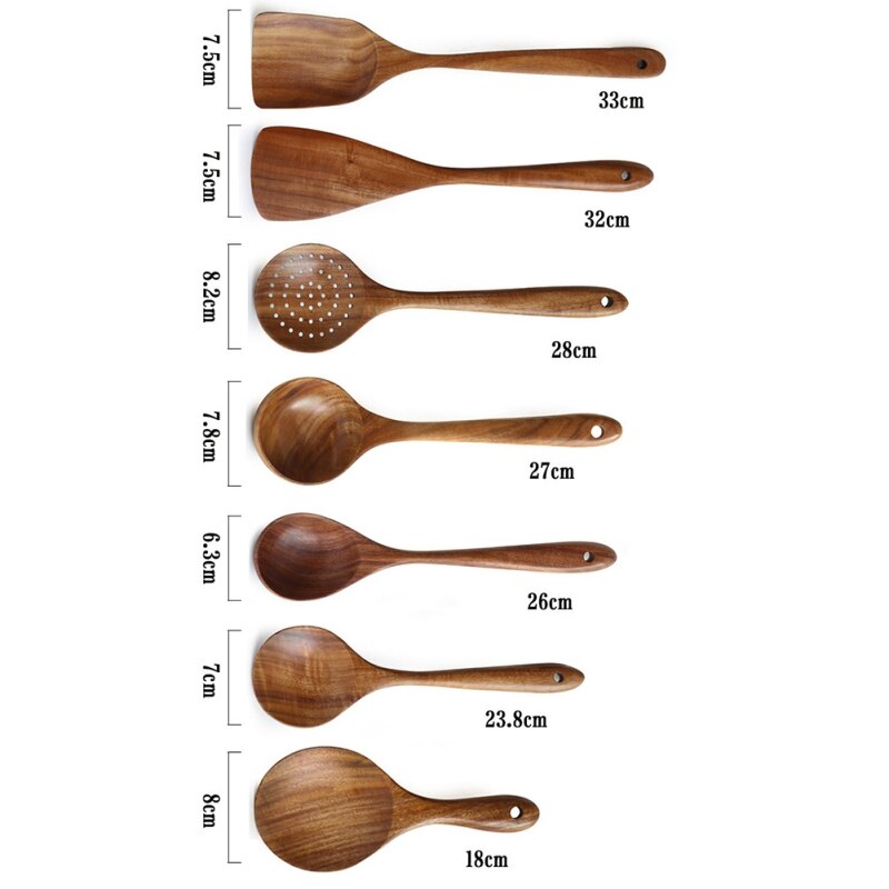 1/7PCS Wooden Scoop Kitchen Tools Unique Household Solid Wood Kitchen Tools Rice Scoops Affordable Personality Comfort
