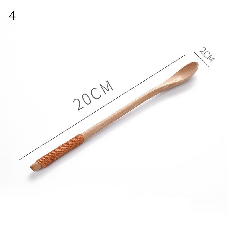 1pc colheres de madeira para cozinhar mel servidor chá café agitando colheres de tinta cor mel chá colheres de chá acessórios de café utensílios de mesa: Cáqui escuro