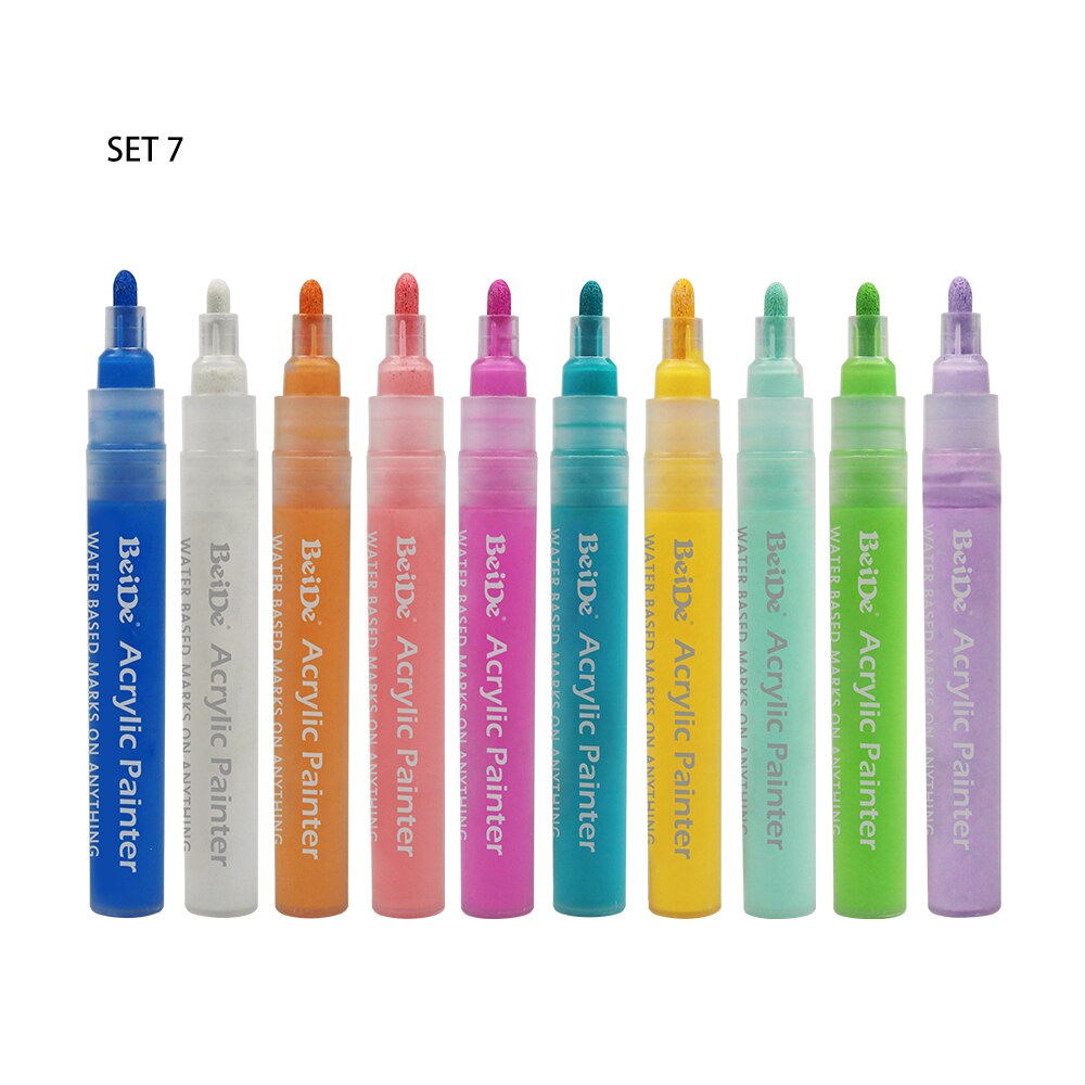 Rotuladores de pintura acrílica a base de agua, rotuladores permanentes no tóxicos con punta Reversible de 6mm, para pintar a base de agua, DIY, paquete de 56 unidades: Set 7