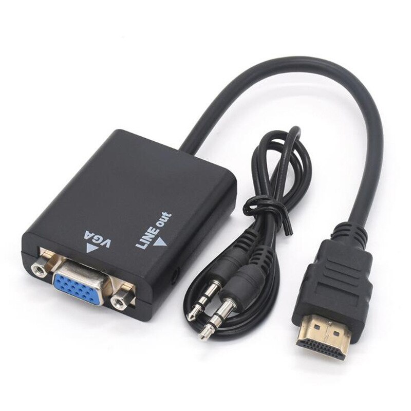 Adaptador HDMI a VGA con audio HDTV macho a VGA hembra Puerto convertidor HDMI a VGA salida 1080P HDTV Audio TV AV HDTV Video: Default Title