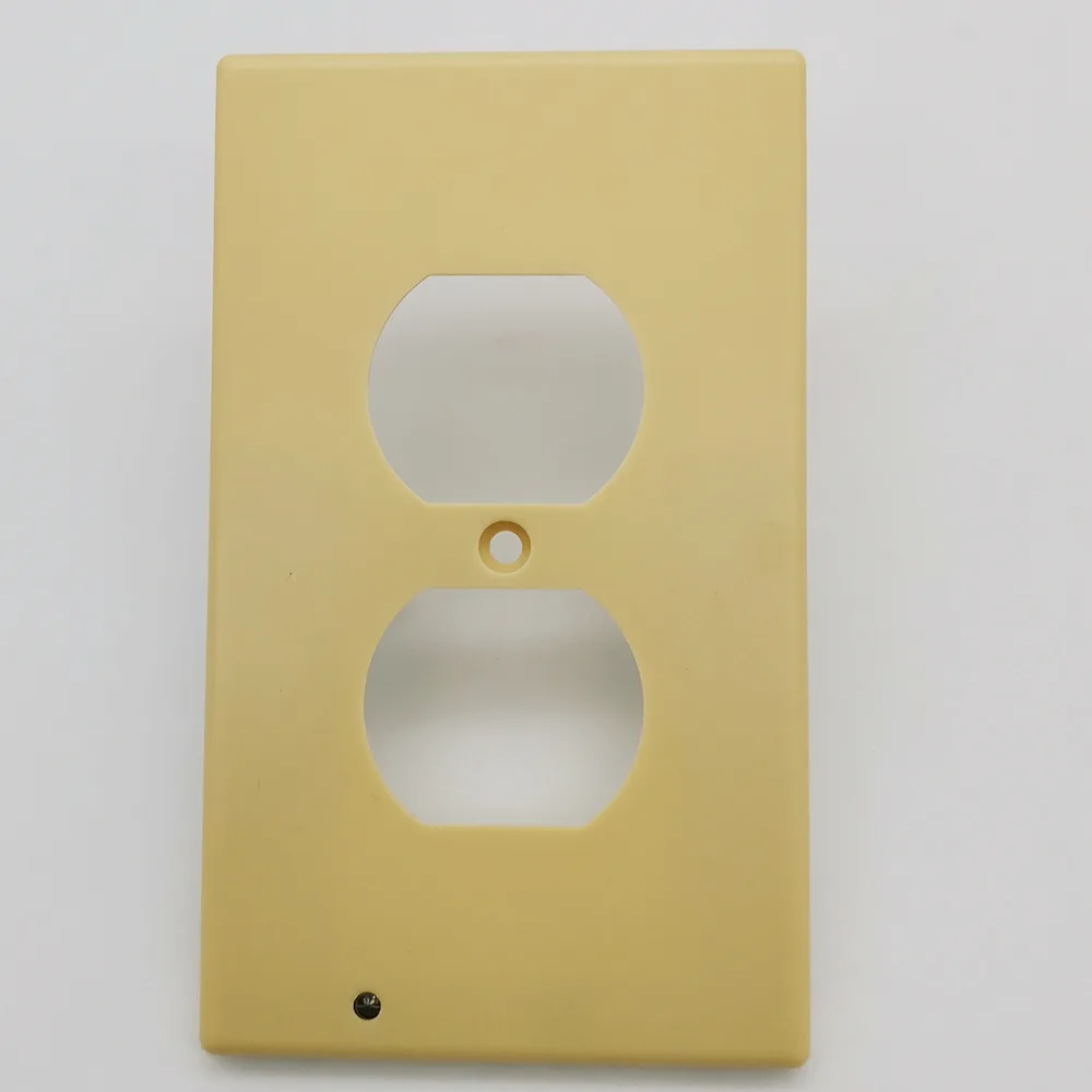 Duplex Electrical Outlet Modern Plugboard Plug-In Electrical Receptacle Wall Plate With LED Night Lights - Auto On/Off Sensor: Ivory