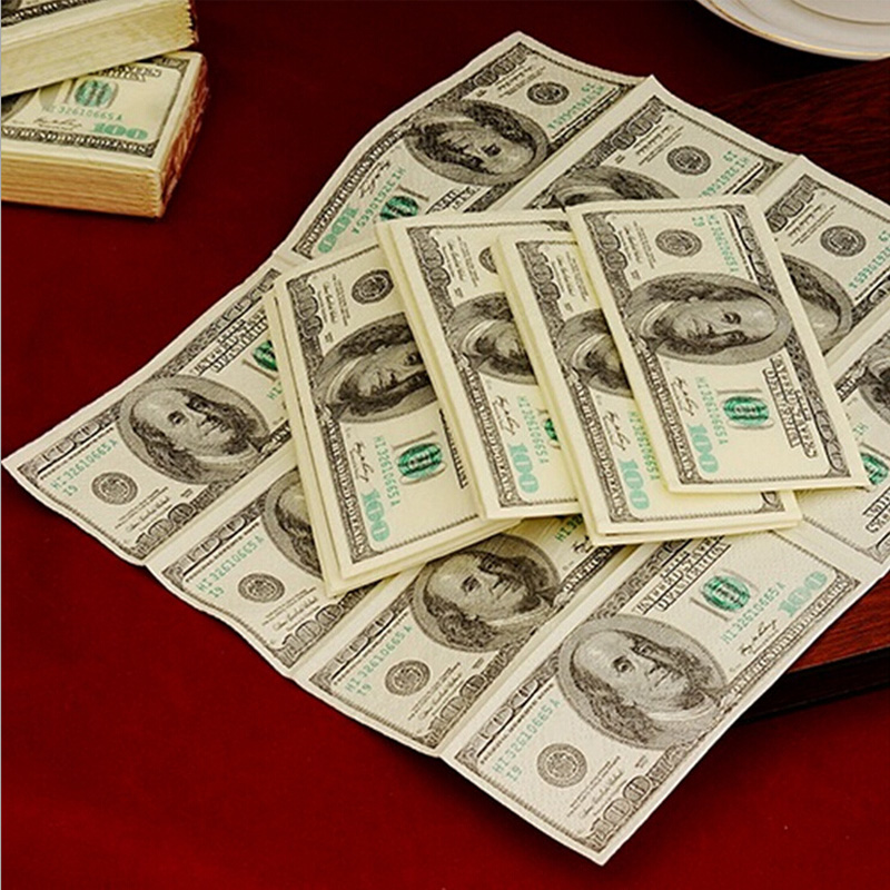 Dollar banknote paper handdoeken tissue handdoeken creatieve persoonlijkheid afdrukken rollen tissue papieren zakdoeken dollar