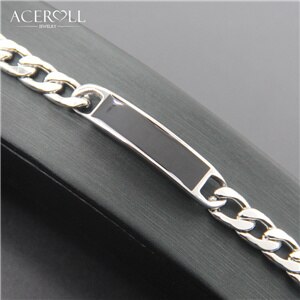 Aceroll rustfrit stål trendy hip pop mand armbånd med emaljeplade i sølvfarve: Model 3