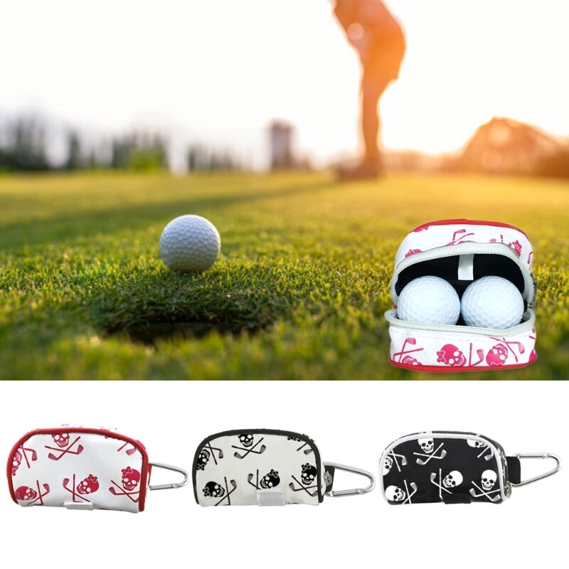 094C Mini Zipper Golf Ball Bag Tees Holder PU Leather Golf Waist Pouch Bag Container