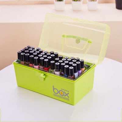 Plastic Multifunctionele Make Storage Box Nail Polis Organizer Lipstick Houder Rack Cosmetische Manicure Toolbox Plank Container: Nordic Green S