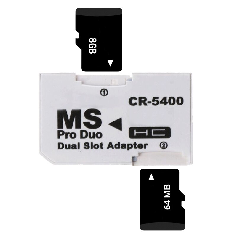 Tarjeta Micro SD de doble ranura para 2 tarjetas TF a Stick, adaptador de tarjeta MS Pro Duo para PSP, compatible con tarjeta TF de 64MB a 8GB, convertidor de memoria