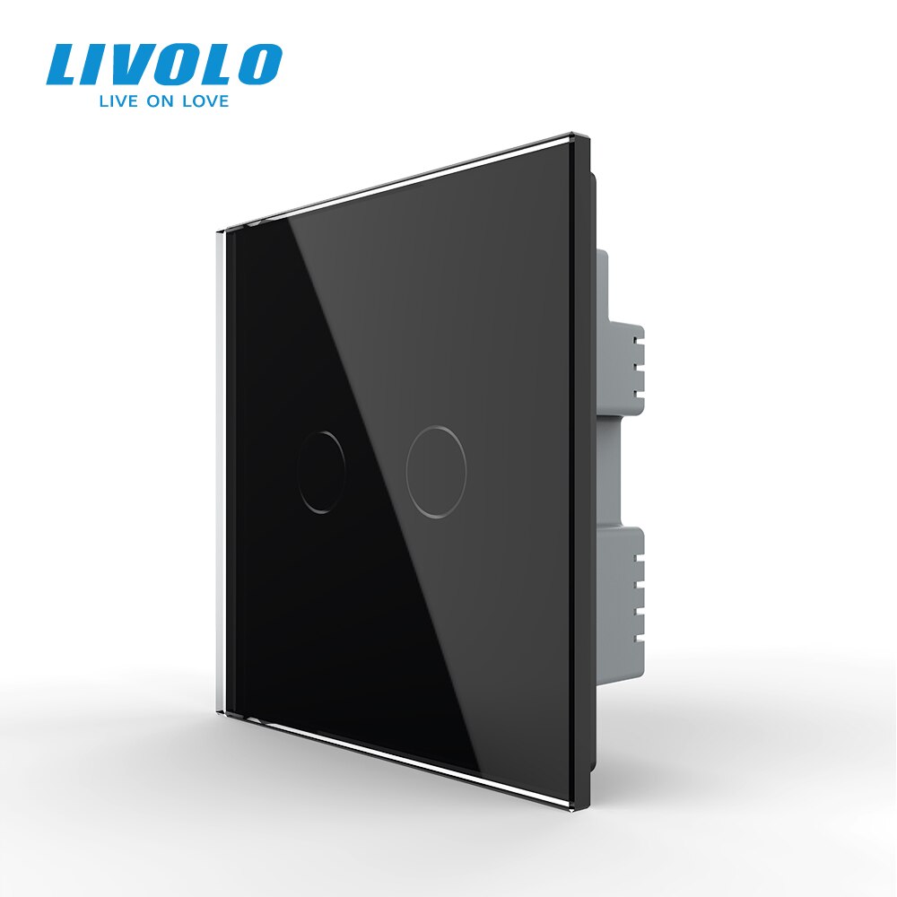 Livolo UK standard Wall Light Touch Switch,Glass Panel,touch sensor control,with led backlight,1-4gangs,wall touch switch: 2Gang Black