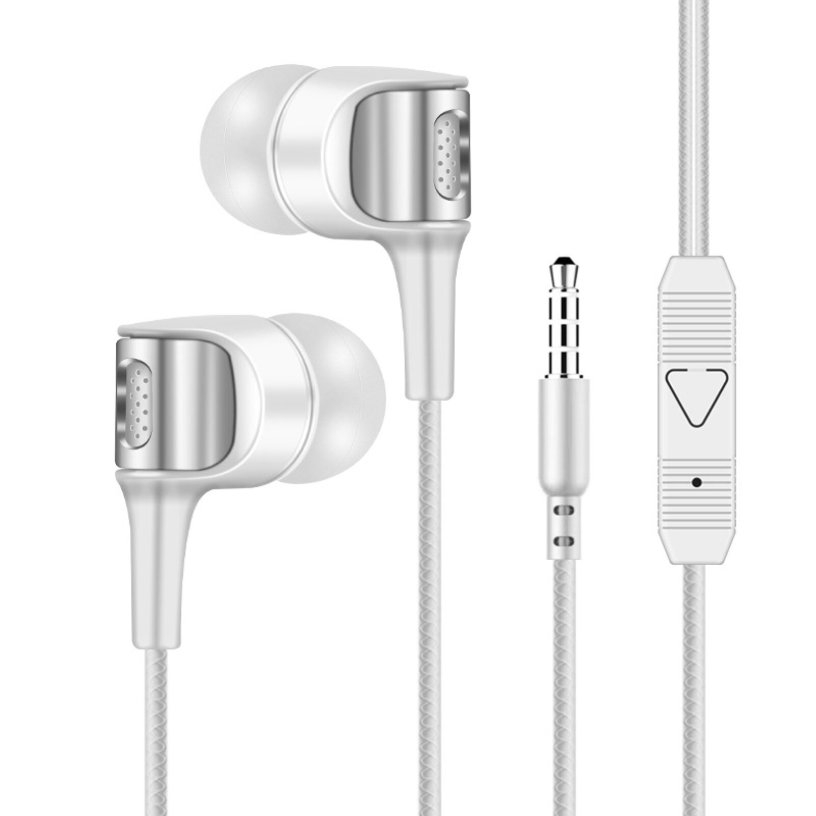 3.5mm Universal Dual Speakers Subwoofer Wired Bass In-ear Earphones Earbuds for ios Android: White
