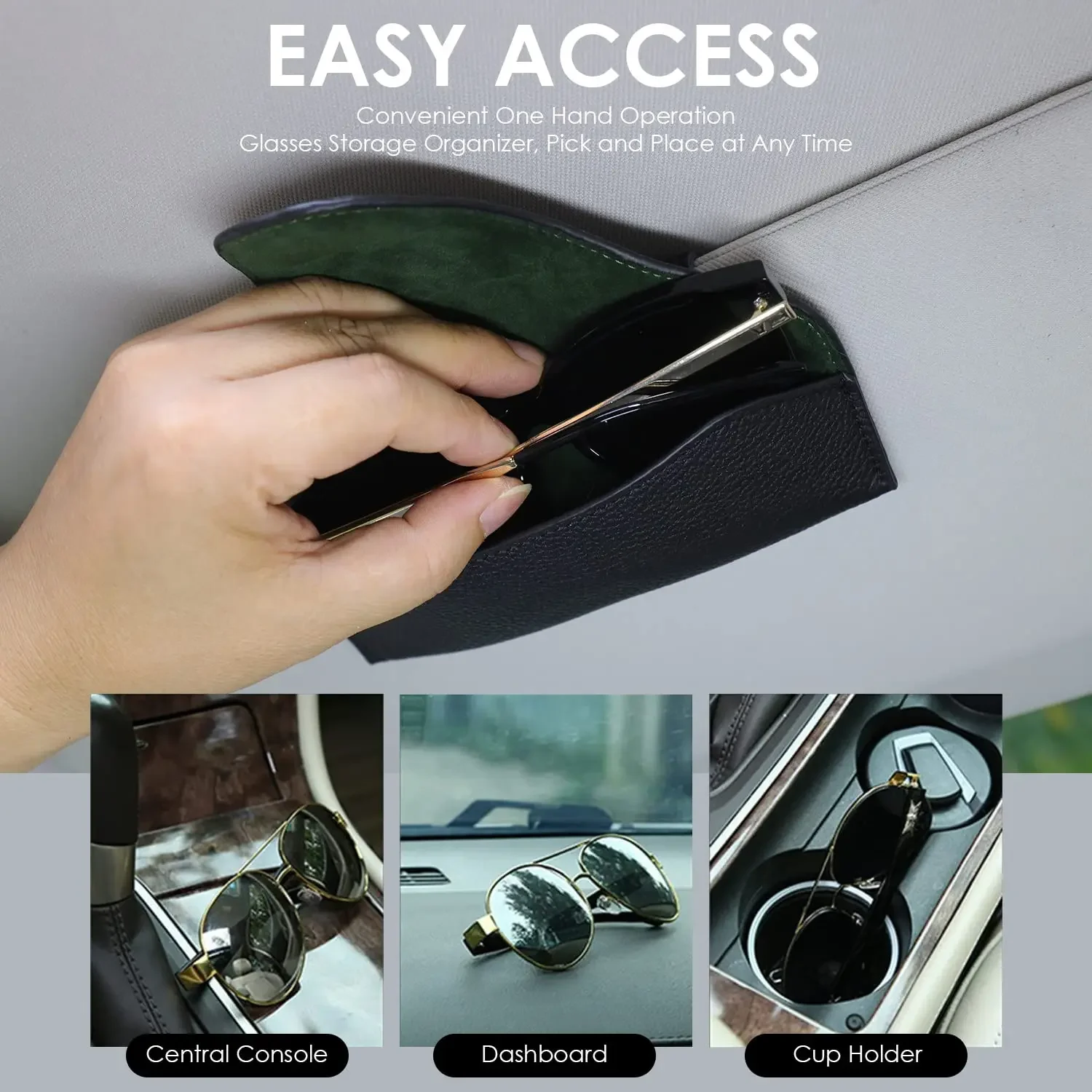 Zonnebrilhouder voor autovizier, lederen autobrilhouder clip, vizieraccessoires brillenhouder