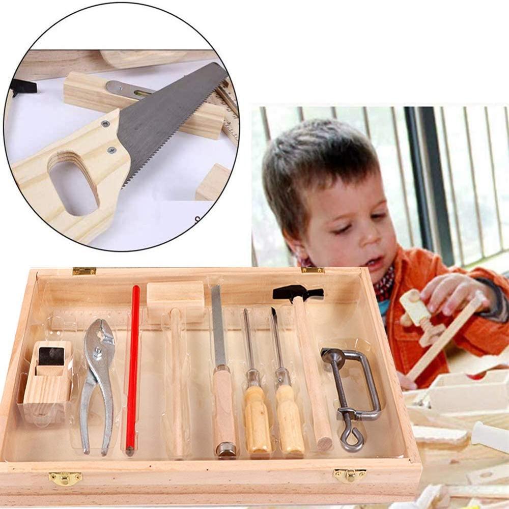 Kids Diy Houtwerk Toolbox Junior Timmerwerk Tools Set Kind Houten Speelgoed Set