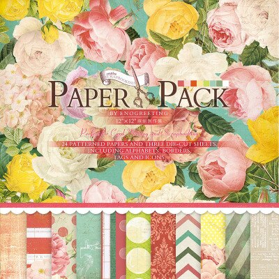ENO Greeting Craft Paper 12 inch Scrapbooking Paper Pad Vintage Blooming Flower Scrapbook Paper Pack
