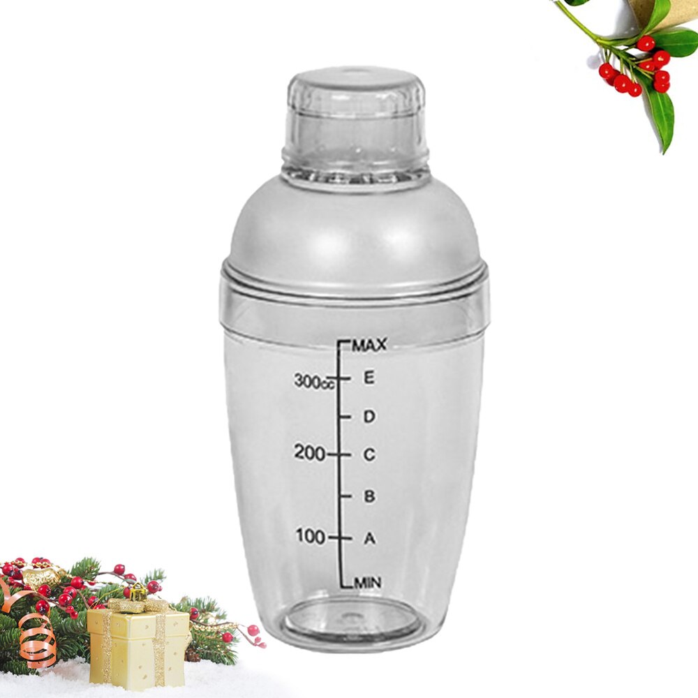 300ml Hand Shake Cup Cocktail Shaker Transparent Mixer Cup Clear Bar Shaker Tea Shaker Cup with Scale (White)