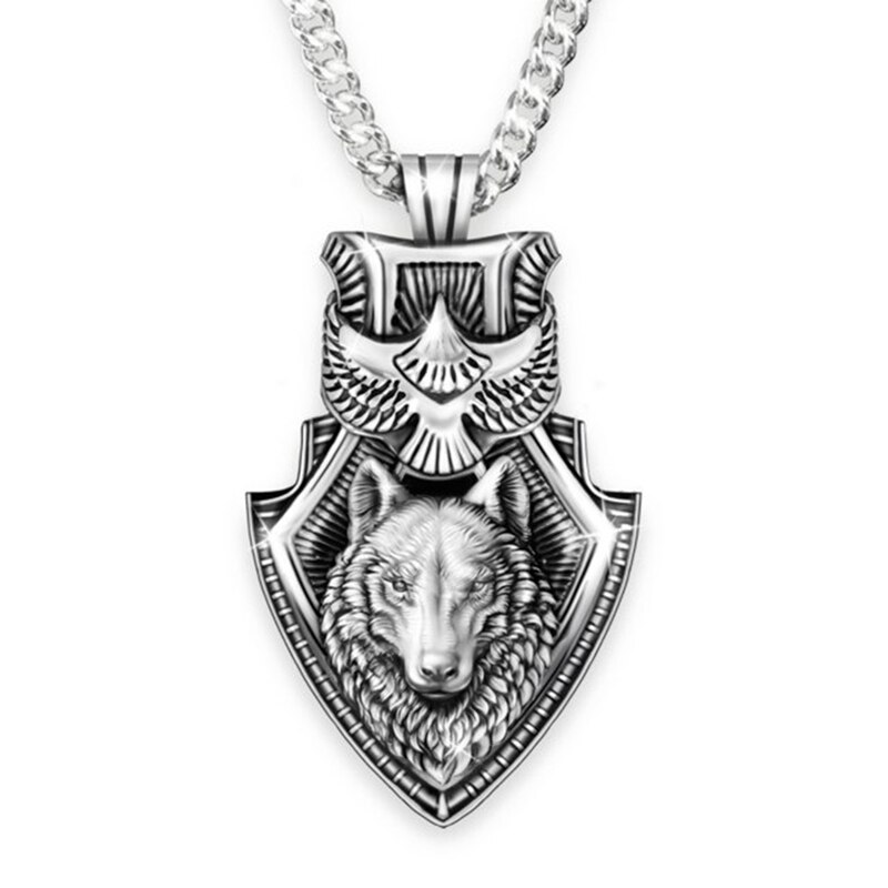 Collar con colgante de cabeza de Lobo nórdico, joyería Original de Animal, joya con estilo de cabeza de Lobo, 1 Uds.