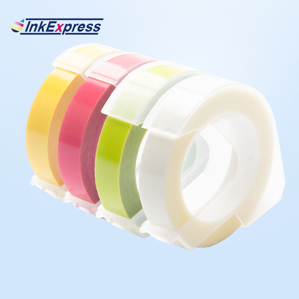 4pk 3d präglingstejper för dymo 3d präglingstejp 9mm st plastetiketter skrivarband för dymo motex  e101 manuell etikettmaskin: 05