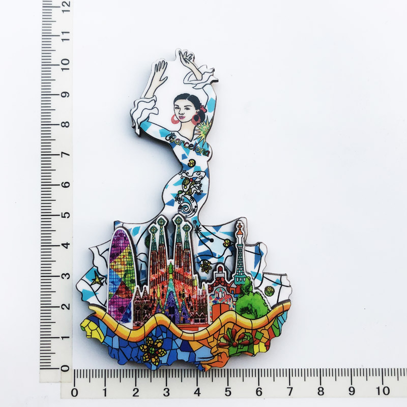 Aimants de réfrigérateur de voyage Barcelone espagne, autocollants magnétiques en bois, Souvenirs touristiques, d'anniversaire de mariage, décoration de la maison: Gris clair