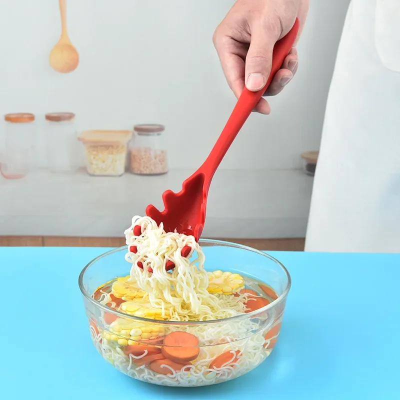 1 stk silikon pasta nudelskje pastaskje dørslag nudler spaghetti gaffel øse spor skje nylon avløpssil kjøkkenutstyr