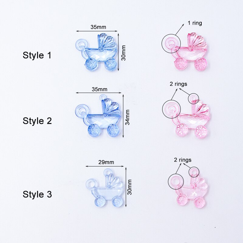 Mini calèche rose et bleu 30 pièces | Décor pour petite fête prénatale baptême, décoration pour boîte , gâteau annonce de naissance