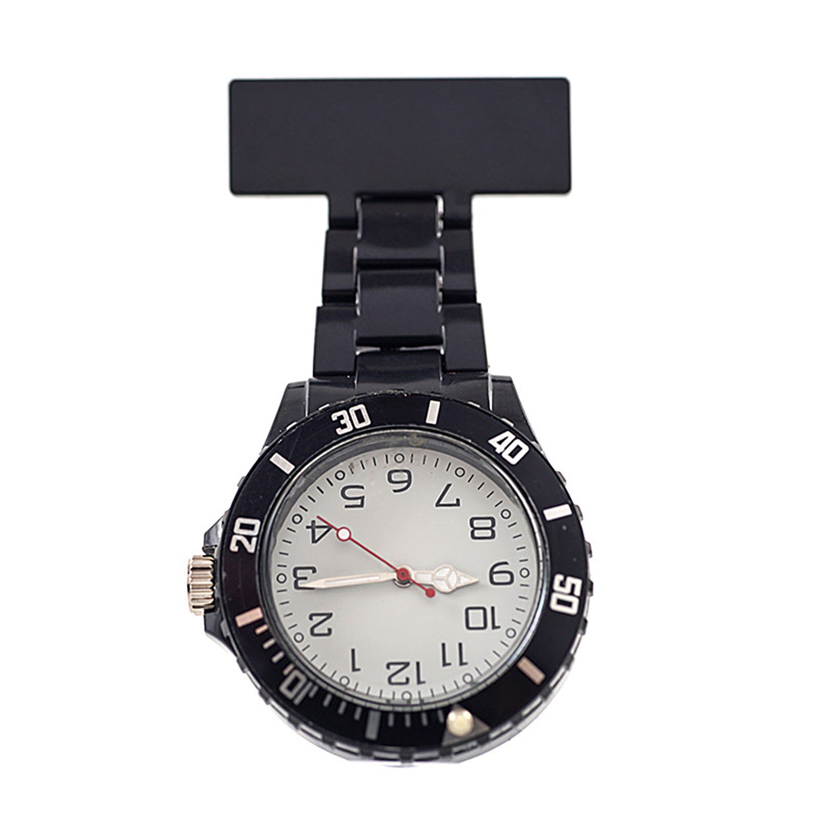 Broche colgante de cuarzo para enfermera, esfera redonda luminosa, reloj de bolsillo, , novedad: Black