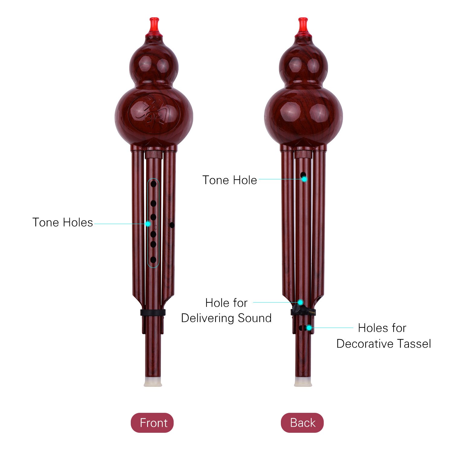 2 tom c-chave hulusi gourd cucurbit flauta tubos de resina instrumento tradicional chinês com nó chinês levar caso para iniciantes