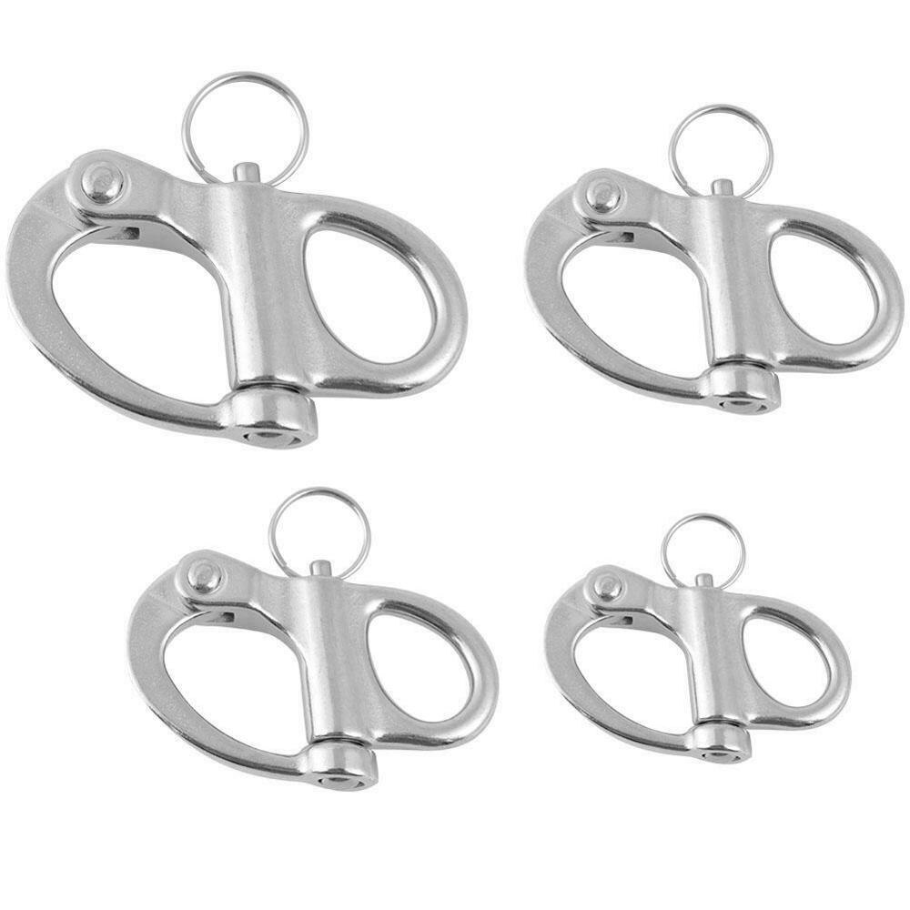 2 Pcs Marine Boat 70mm Rigging Stainless Steel Fixed Snap Shackle Quick Release with Ring