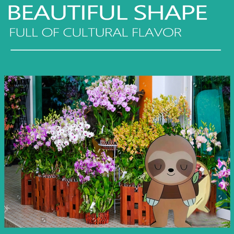 Niedlicher blumentopf aus holz mit Karikatur-tiermotiven, Vase, pflanzgefäß, behälter, organizer für drinnen und draußen, garten, sukkulenten