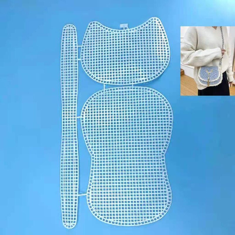 Sac en plastique en tissu à mailles pour bricolage, sacs tissés, plaque de grille pratique, tapis, crochet, fournitures artisanales, point de croix, loquet, plaque de grille