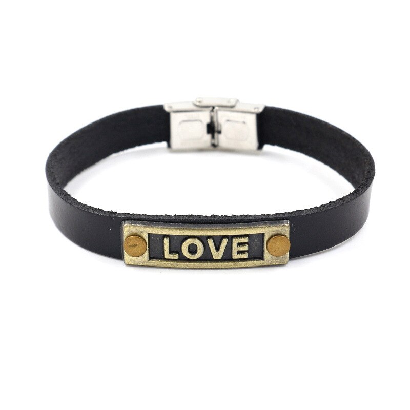 Christ Jesus Christian Simple Buckle Bracelet Alloy Cross Love Lether Bangle Men Women Jewelry: love