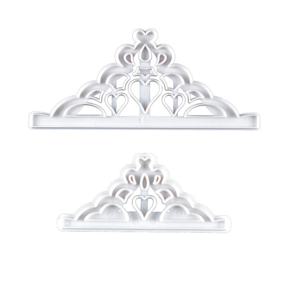 2Pcs Crown Plastic Fondant Cutter Cakevorm Fondant Cupcake Decorating Gereedschap Set Decoreren Gereedschappen Chocolade Gumpaste Mold